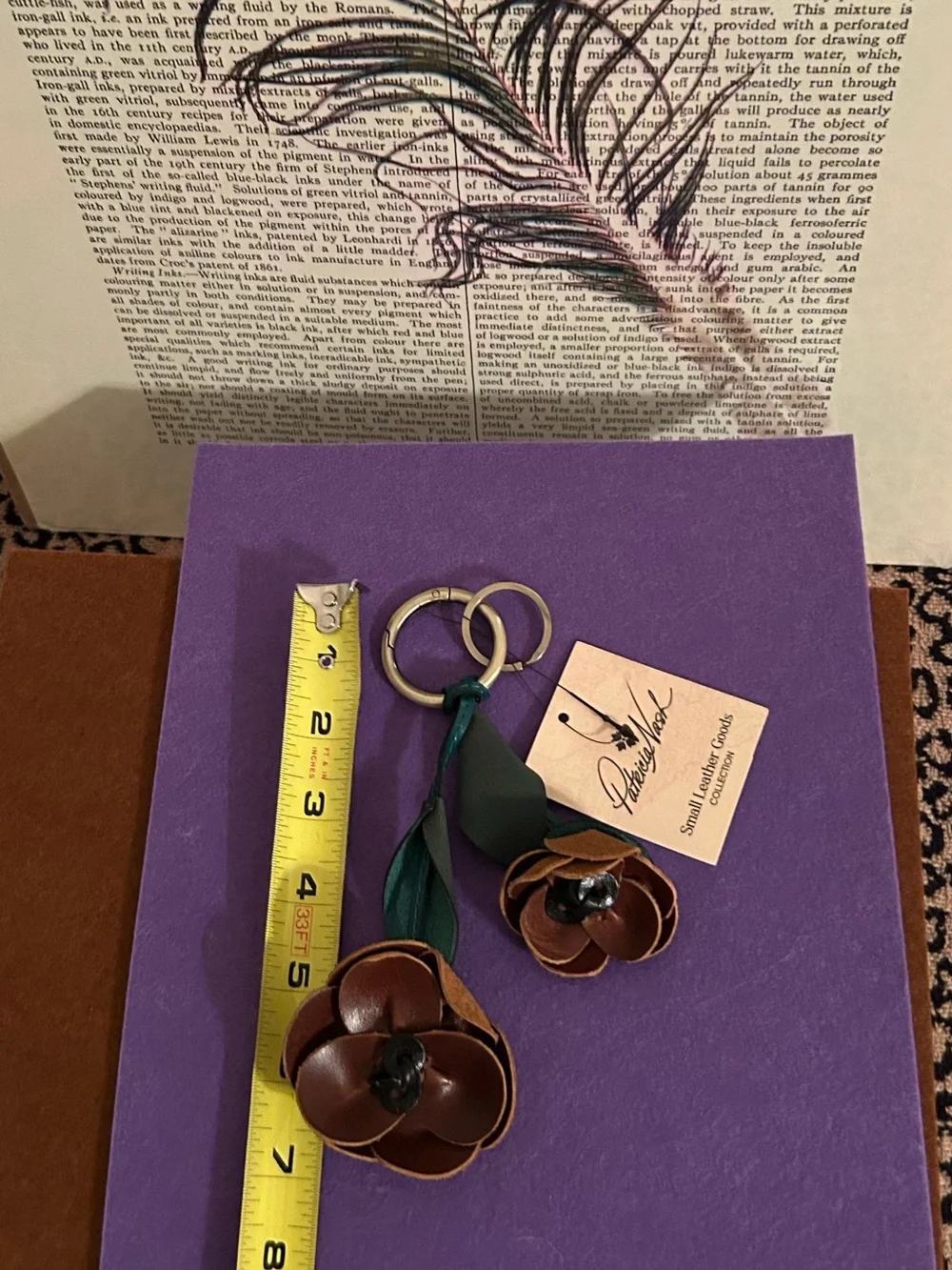 Patricia Nash (NWT) Authentic Leather Double Flower Key Holder or Bag Charm